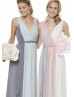 V Neck Three-tone Chiffon Long Bridesmaid Dress